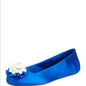 Kate Spade Blue Silk Ballet Slippers